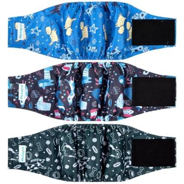 Imagem de Paw Legend Fraldas laváveis para cães machos, faixas de barriga para cães machos, fraldas reutilizáveis para filhotes e cachorros (pacote com 3, grande)