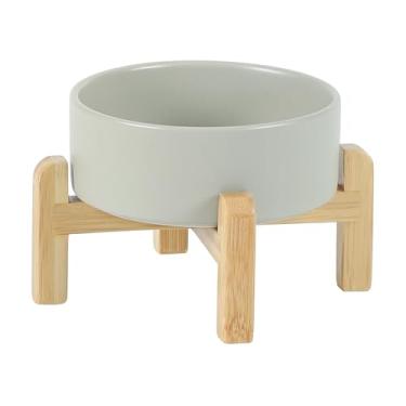 Imagem de Havniva Conjunto de tigelas de cerâmica ajustável para cães e gatos, suporte elevado de 2 alturas, tigela de comida e água para cães de raças de brinquedo, gatos, gatinhos, pratos pesados para cães,