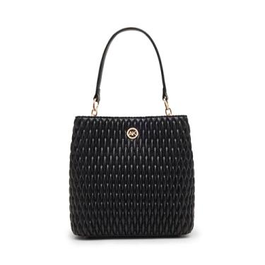 Imagem de Anne Klein Bolsa tipo concha franzida com alça conversível, Preto, Medium