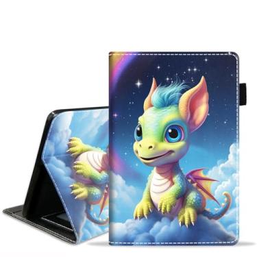 Imagem de stmedazm Capa para tablet Amazon Fire Max 11 (11 polegadas, 13ª geração, versão 2023), capa de couro PU premium com suporte para despertar/hibernar automaticamente - dragão fofo bebê