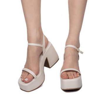 Imagem de Sandália Feminina Meia Pata Flare Myft Com Tiras Finas Fecho Fivela