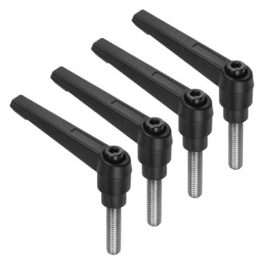 Imagem de uxcell 4 peças de alavancas de aperto, M8 x 30 mm aço inoxidável 304 parafuso macho roscada, alças ajustáveis, trava de liberação rápida, botões de botão de pressão de catraca, preto