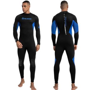 Imagem de GoldFin Roupa de mergulho masculina, roupa de mergulho de neoprene de 3 mm, traje completo com zíper nas costas, mantém aquecido em água fria, mergulho, natação, caiaque, surfe