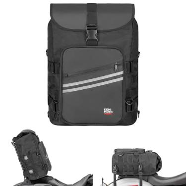 Imagem de KEMIMOTO Bolsa para motocicleta Sissy Bar de 30 L, cauda de motocicleta, bolsa de viagem com capa de chuva à prova d'água para viagem, acampamento, ao ar livre, motocicleta, com 4 alças e 1 alça de