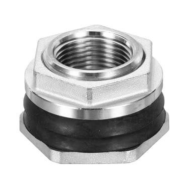 Imagem de PATIKIL Encaixe de anteparo de 3/10.2 cm, conector de tanque de água de anteparo de aço inoxidável rosqueado para balde de chuva, pias, aquários, prata