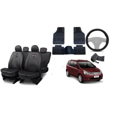 Imagem de Kit Capa de Couro Livina 009-14 + Tapetes + Capa de Volante Original -