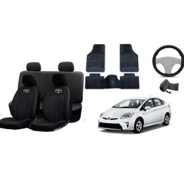 Imagem de Jogo de Capa de Couro + Tapete e Capa de Volante para Carros Prius 10-
