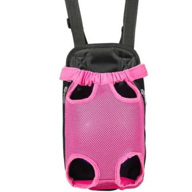 Imagem de Mochila Canguru para Transporte de Cachorros e Gatos, Tecido Acolchoado e Respirável, Alças Ajustáveis, Usada tanto na Frente Quanto Nas Costas, Passeio Com Seu Pet- QH Shopp (Rosa Escuro, M)
