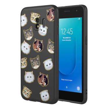 Imagem de KOARWVC Capa de celular para Galaxy J2 Core, Samsung J2 Pure SM-J260 Capa Samsung J2 Core, design de padrão de gato fofo, capa protetora fina de TPU macio para Samsung Galaxy J2 Core Black Cat