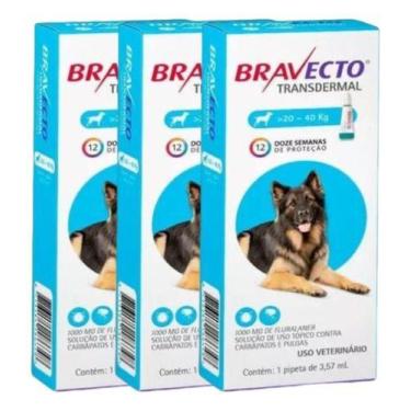 Imagem de 3 Bravecto Cães Transdermal Antipulgas Carrapato 20 Á 40kg