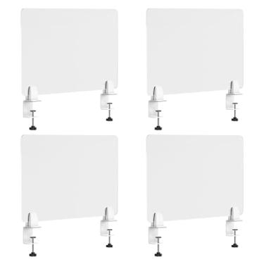 Imagem de Yeaborn Divisor de mesa 4 peças painel de privacidade de mesa 60 cm C x 48 cm L divisórias de escritório painel de acrílico fosco pacote com 4 divisórias divisórias de mesa com base universal
