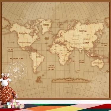 Imagem de Papel de Parede Mapa Mundi Vintage - AloPapers, 2,00m de largura, 2.50
