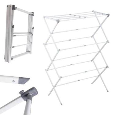 Imagem de Varal Vertical Retrátil de Chão Branco 10 Kilos Portátil - POWER MAID