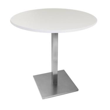 Imagem de Mesa Alpha Inox 77,50 cm (Altura) com Tampo em MDP Redonda 60 cm Branco