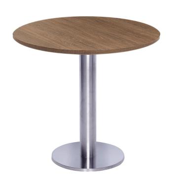 Imagem de Mesa Beta Big em Inox 75 cm (Altura) com Disco Redondo com Tampo em MDP Redonda 80 cm Cor Imbuia
