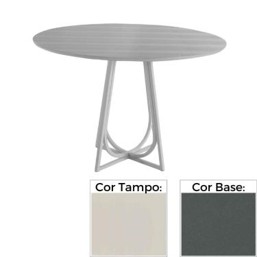 Imagem de Mesa de Jantar MH-5299 Herval Redonda 110 cm Madeira Laca Fosca Off White Base Grafite