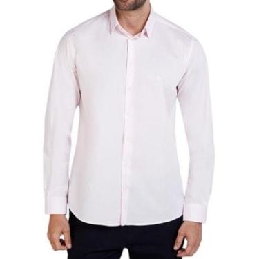 Imagem de Camisa Masculina Dudalina ML Slim Tricoline Rosa Claro - 530-Masculino