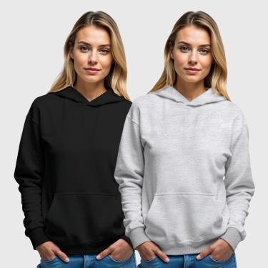 Imagem de Kit 2 Moletom Canguru Feminino Liso com Capuz Benellys-Feminino