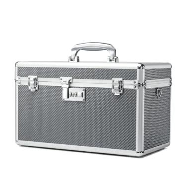 Imagem de HEWEI WORKS Caixa de bloqueio de armazenamento com código de combinação, estojo de armazenamento de medicamentos bloqueável, caixa de primeiros socorros vazia, caixa de bloqueio de segurança, cofre