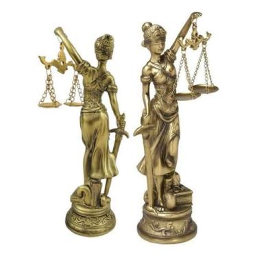 Imagem de Estátua Deusa Dama Da Justiça Thêmis Direito Pequena Gold - GS
