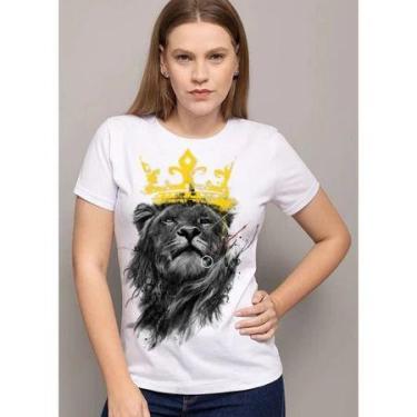 Imagem de Blusas Femininas Estampadas Evangélicas leão coroa - loja dinka, p, br