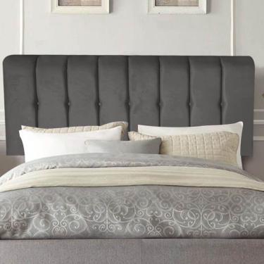 Imagem de Painel Estofada Kiara 160cm Queen Size Box Quarto Suede Cinza Escuro Grafite - Gat Magazine