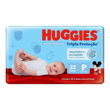 Imagem de Fralda Descartável Huggies Tripla Proteção Jumbo Recém Nascido Tamanho p, 9 Pacotes com 32 Fraldas - Total 288 Tiras