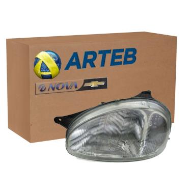 Imagem de Farol Cromado Lado Esquerdo Lente De Vidro Arteb Corsa 1994 A 2000