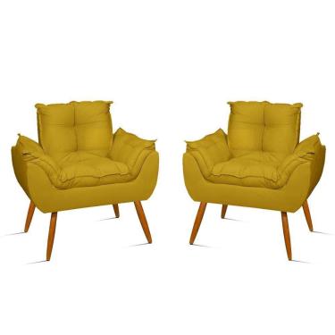 Imagem de Kit 2 Cadeiras Poltronas Reforçadas Confortáveis Sala Jl Cor: amarelo