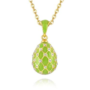 Imagem de EGGLEGANT Colar com pingente que brilha no escuro para mulheres - joia fluorescente esmaltada de grade luminosa, presente de Páscoa com corrente ajustável (várias cores, dia das mães, presente de