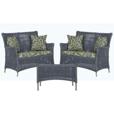 Imagem de 2 Sofás E Mesa Igapó Alumínio Fendi Corda Náutica E5 Trama Prata