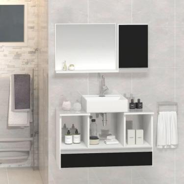 Imagem de Conjunto Gabinete Venus 80cm Branco Preto