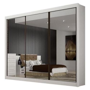 Imagem de Guarda Roupa Casal 3 Portas 3 Espelhos São Paulo Gold Branco  Leifer M