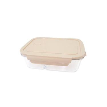 Imagem de Pote de Vidro Borosilicato Divisoria Tampa Hermetica Nude 1L - UZ