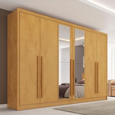 Imagem de Guarda-Roupa Casal Valencia 6 Portas 6 Gavetas 100% Mdf com Espelho Peroba - Mademarques