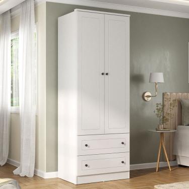 Imagem de Guarda-Roupa Solteiro Fort 2 Portas 2 Gavetas 100% Mdf Branco - Manbel