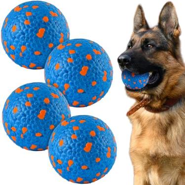 Imagem de FUSOTO 4 bolas para cães, bolas de tênis para cães mastigadores agressivos, para filhotes grandes, médios e pequenos, treinamento para pegar e buscar, brinquedos flutuantes de água, azul
