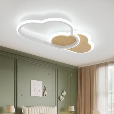 Imagem de YCMGEAD Luminária De Teto Moderna De 19,68 Pol. Luminárias De Quarto Com Duas Nuvens Montagem No Teto 3000-6000K Luminária Regulável Para Quarto Infantil Com Luz Noturna Lâmpadas De Teto Para Sala D