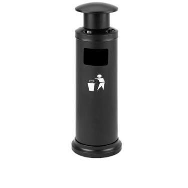 Imagem de Lixeira para Área Externa Grande coluna de cinzas de chão para exterior, coleção de pontas de cigarro, aço inoxidável à prova de chuva Lixeira para Área Externa(Preto)