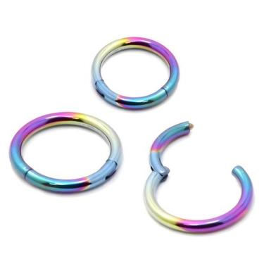 Imagem de Piercing Argola Articulada Click 1.2mm em Titânio Furta Cor Arco Íris 