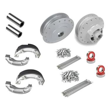 Imagem de Cubo Dianteiro E Traseiro Cg 125 Fan Ks Es 2009 A 2013 + Espaçadores/Lonas/Raios/Rolamentos