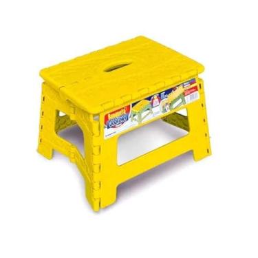 Imagem de Banqueta Dobrável De Plástico Pequeno Resistente Até 100 Kg Para Viagem Camping Crianças (AMARELO)