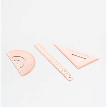 Imagem de Conjunto de réguas triangulares compactas para escritório com arame de metal, Rose gold sets, 165*67*2