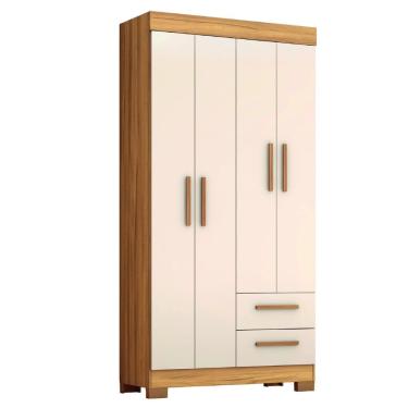 Imagem de Guarda Roupas Solteiro 4 Portas 2 Gavetas Malta Madeirado / Off White Notável