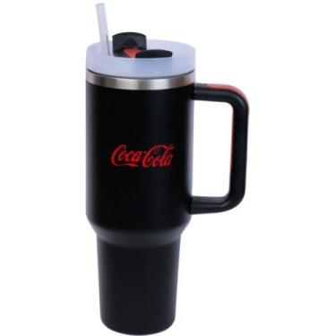 Imagem de Copo Térmico COCA-COLA com ALÇA Preto 1,2 Litro INOX com Canudo - West
