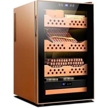 Imagem de Gabinete de cigarro de 70l, um humidor eletrônico de refrigerador, gabinete humidor com prateleiras de madeira de cedro, geladeira de charuto de resfriamento elétrico, 400 charutos hidratant