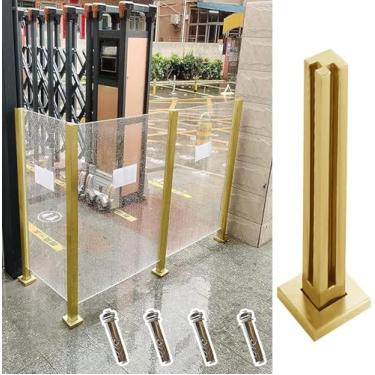 Imagem de Correio de vidro poste de grade de vidro externo Post Gold, Hardware de trilhos de vidro de madeira de madeira de madeira Corete, kit de pilares de trilhos da varanda com acessórios, posto d