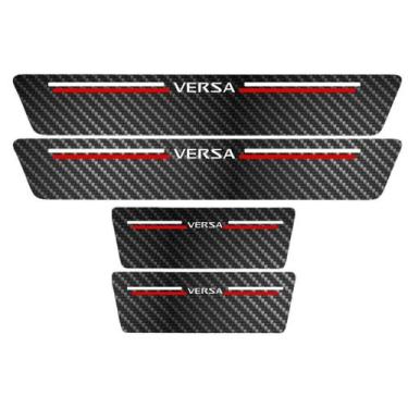 Imagem de Kit Soleira Protetora Porta Premium Red Carbono Versa - Jhow Adesivos