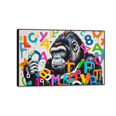 Imagem de Macaco gorila animal pintura inspiradora imagens pôsteres impressões arte pop street graffitiposter banksy arte de parede para sala de estar escritório decoração de parede 30 x 20 cm (12 x 8 polegadas