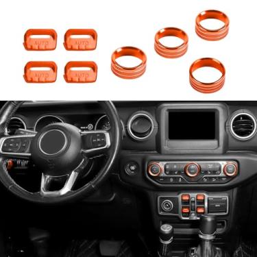 Imagem de CheroCar Capa de botão de interruptor de janela, capa de botão de interruptor de farol, volume de rádio, ar condicionado, adequada para Jeep Wrangler JL JLU Gladiator JT 2018-2025, acessórios